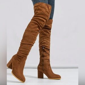 Over the knee wide calf boots. Brown size 7.5 NEW